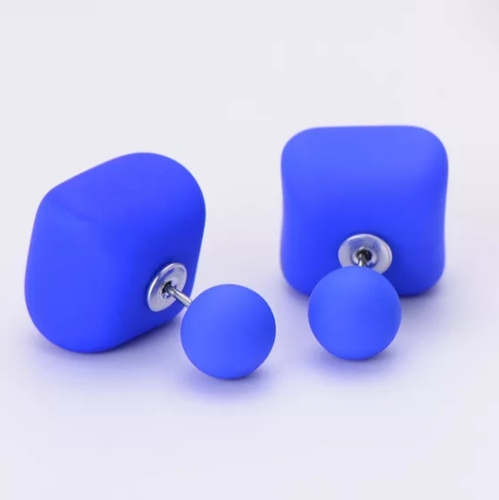 💙Blue Double-Side Ball &Square Earrings💙